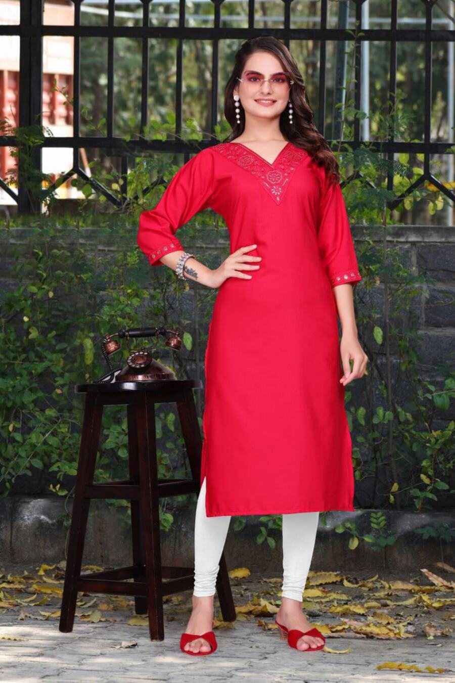 FANCY TESLA SEQUENCE WORK KURTI DAILY WEAR WHOLESALE PRICE ETHNIC GARMENT (13)
