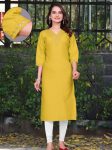 FANCY TESLA SEQUENCE WORK KURTI YELLOW