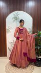 FANCY TISSUE SILK HAND WORK GOEN WITH DUPATTA FESTIVE WEAR WHOLESALE PRICE ETHNIC GARMENT (2)