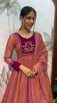 FANCY TISSUE SILK HAND WORK GOEN WITH DUPATTA FESTIVE WEAR WHOLESALE PRICE ETHNIC GARMENT (2)