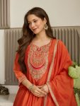 FANCY VICHITRA SILK EMBROIDERY WORK TOP BOTTOM WITH DUPATTA FESTIVE WEAR WHOLESALE PRICE ETHNIC GARMENT (5)