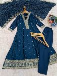 FANCY VICHITRA SILK EMBROIDERY WORK TOP BOTTOM WITH DUPATTA FESTIVE WEAR WHOLESALE PRICE ETHNIC GARMENT (6)