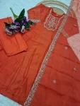 FANCY VICHITRA SILK EMBROIDERY WORK TOP BOTTOM WITH DUPATTA FESTIVE WEAR WHOLESALE PRICE ETHNIC GARMENT (6)
