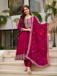 FANCY VICHITRA SILK SEQUENCE CODING EMBROIDERY WORK ANARKALI BOTTOM WITH DUPATTA FESTIVE WEAR WHOLESALE PRICE ETHNIC GARMENT (4)