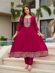 FANCY VICHITRA SILK SEQUENCE CODING EMBROIDERY WORK ANARKALI BOTTOM WITH DUPATTA FESTIVE WEAR WHOLESALE PRICE ETHNIC GARMENT (4)