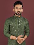 FANCY VISCOSE SILK EMBROIDERY SEQUENCE WORK MEN’S KURTA PAYJAMA FESTIVE WEAR WHOLESALE PRICE ETHNIC GARMENT (9)