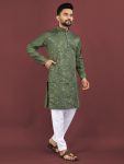 FANCY VISCOSE SILK EMBROIDERY SEQUENCE WORK MEN’S KURTA PAYJAMA FESTIVE WEAR WHOLESALE PRICE ETHNIC GARMENT (9)