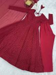 FASHIONABLE GEORGETTE LUKHNOWI SEQUENCE WORK ANARKALI GOWN BOTTOM WITH DUPATTA WEDDING WEAR WHOLESALE PRICE ETHNIC GARMENT (1)