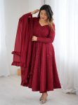 FASHIONABLE GEORGETTE LUKHNOWI SEQUENCE WORK ANARKALI GOWN BOTTOM WITH DUPATTA WEDDING WEAR WHOLESALE PRICE ETHNIC GARMENT (1)