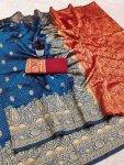MODERN BANARASI SILK WEAVING WORK SAREE WITH UNSTITCHED BLOUSE FESTIVE WEAR WHOLESALE PRICE ETHNIC GARMENT (1)