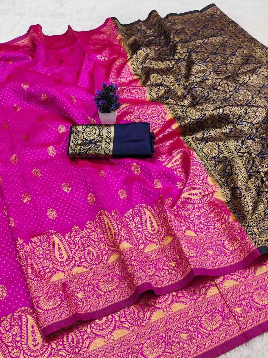 MODERN BANARASI SILK WEAVING WORK SAREE WITH UNSTITCHED BLOUSE FESTIVE WEAR WHOLESALE PRICE ETHNIC GARMENT (2)
