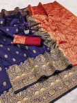 MODERN BANARASI SILK WEAVING WORK SAREE WITH UNSTITCHED BLOUSE FESTIVE WEAR WHOLESALE PRICE ETHNIC GARMENT (6)