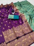 MODERN BANARASI SILK WEAVING WORK SAREE WITH UNSTITCHED BLOUSE PURPLE