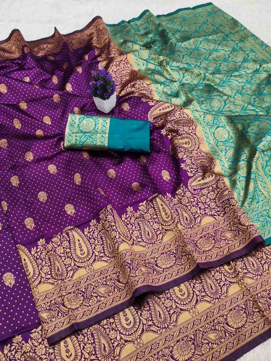 MODERN BANARASI SILK WEAVING WORK SAREE WITH UNSTITCHED BLOUSE FESTIVE WEAR WHOLESALE PRICE ETHNIC GARMENT (7)