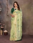 MODERN CHIFFON NET EMBROIDERY WITH SEQUENCE WORK SAREE WITH UNSTITCHED BLOUSE PISTA
