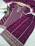 MODERN CHINON CODING SEQUENCE EMBROIDERY WORK TOP PALAZZO WITH DUPATTA FESTIVE WEAR WHOLESALE PRICE ETHNIC GARMENT (4)