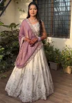MODERN CHINON EMBROIDERY THREAD AND SEQUENCE WORK LEHENGA CHOLI WITH DUPATTA WEDDING WEAR WHOLESALE PRICE ETHNIC GARMENT (3)