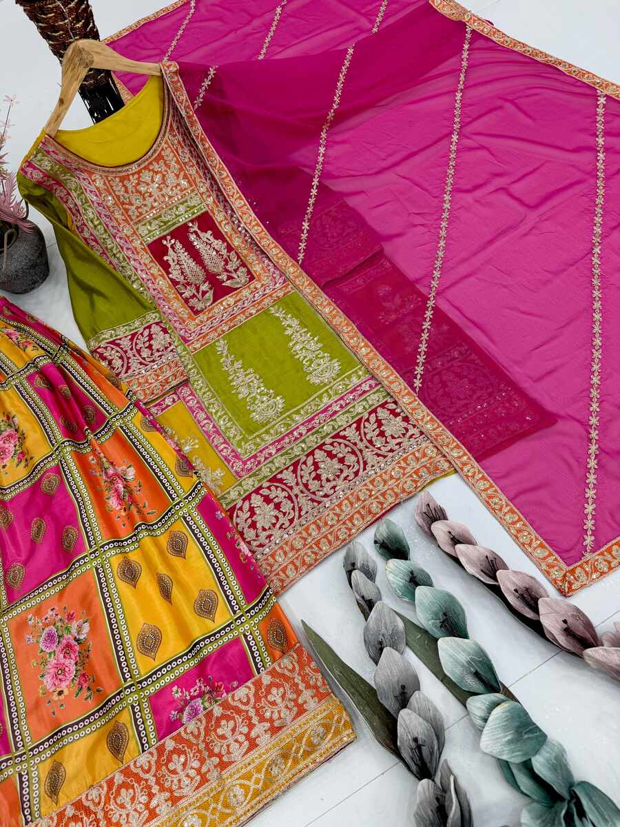 MODERN CHINON SILK CHIAN SEQUENCE WORK TOP PALAZZO WITH DUPATTA WEDDING WEAR WHOLESALE PRICE ETHNIC GARMENT (1)