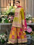 MODERN CHINON SILK CHIAN SEQUENCE WORK TOP PALAZZO WITH DUPATTA MULTI