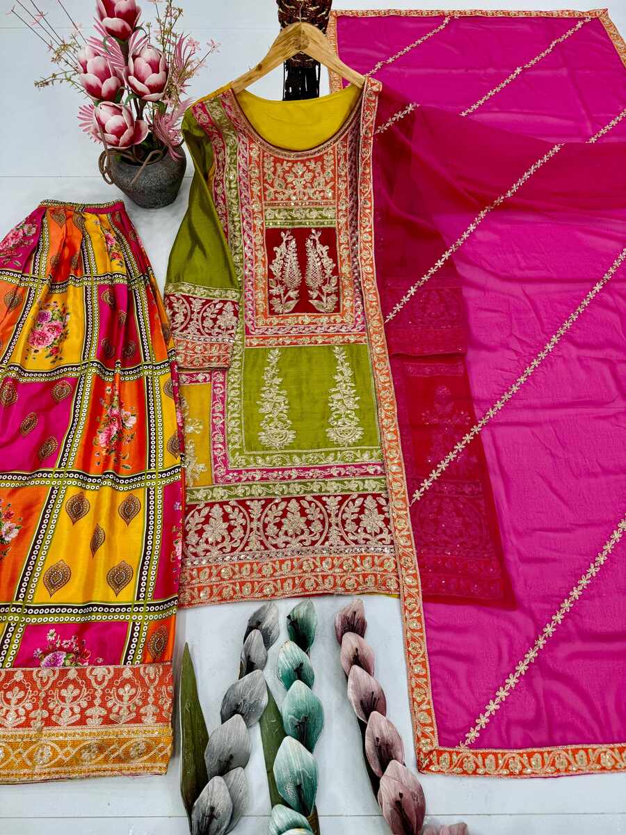 MODERN CHINON SILK CHIAN SEQUENCE WORK TOP PALAZZO WITH DUPATTA WEDDING WEAR WHOLESALE PRICE ETHNIC GARMENT (8)