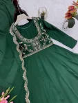 MODERN CHINON SILK EMBROIDERY SEQUENCE WORK GOWN KOTI WITH DUPATTA WEDDING WEAR WHOLESALE PRICE ETHNIC GARMENT (2)