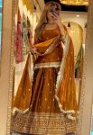 MODERN CHINON SILK SEQUENCE EMBROIDERY WORK TOP LEHENGA WITH DUPATTA  MUSTARD