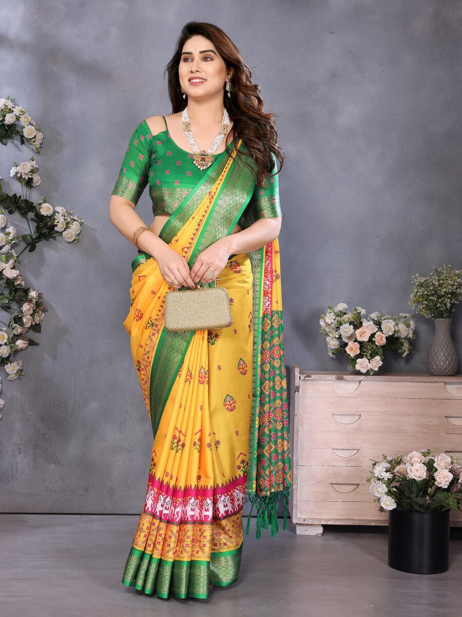 MODERN COTTON SILK DIGITAL PRINT & JACQUARD BORDER WITH FANCY TASSEL WORK SAREE WITH UNSTITCHED BLOUSE FESTIVE WEAR WHOLESALE PRICE ETHNIC GARMENT (1)