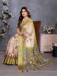 MODERN COTTON SILK DIGITAL PRINT & JACQUARD BORDER WITH FANCY TASSEL WORK SAREE WITH UNSTITCHED BLOUSE FESTIVE WEAR WHOLESALE PRICE ETHNIC GARMENT (2)