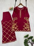 MODERN CREPE SILK SEQUENCE EMBROIDERY WORK TOP PALAZZO SET FESTIVE WEAR WHOLESALE PRICE ETHNIC GARMENT (2)