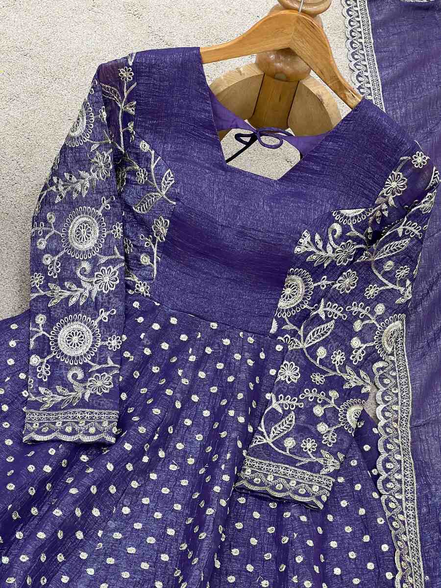 MODERN CRUNCHY SILK EMBROIDERY SEQUENCE WORK TOP PALAZZO WITH DUPATTA WEDDING WEAR WHOLESALE PRICE ETHNIC GARMENT (12)