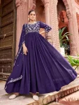 MODERN GAUX BLOOMING ZARI-SEQUENCE & EMBROIDERY WORK GOWN WITH DUPATTA PURPLE