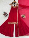 MODERN GEORGETTE BEADS WITH THREAD & SEQUENCE WORK TOP SHARARA WITH DUPATTA WEDDING WEAR WHOLESALE PRICE ETHNIC GARMENT (2)