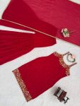 MODERN GEORGETTE BEADS WITH THREAD & SEQUENCE WORK TOP SHARARA WITH DUPATTA WEDDING WEAR WHOLESALE PRICE ETHNIC GARMENT (2)