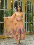 MODERN GEORGETTE DIGITAL PRINT AND HANDWORK GOWN BOTTOM WITH DUPATTA PEACH