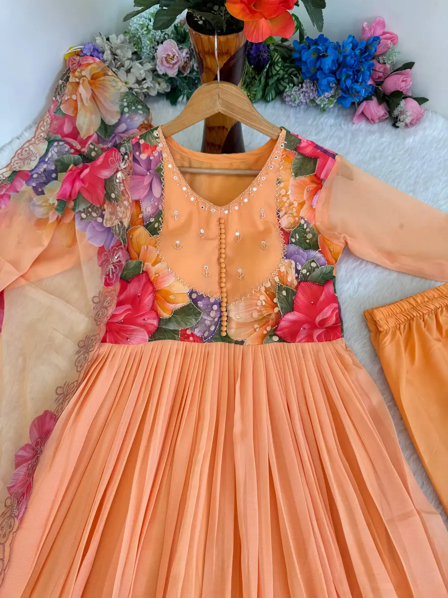 MODERN GEORGETTE DIGITAL PRINT AND HANDWORK GOWN BOTTOM WITH DUPATTA FESTIVE WEAR WHOLESALE PRICE ETHNIC GARMENT (7)