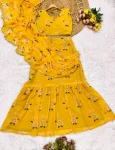 MODERN GEORGETTE DIGITAL PRINT WORK LEHENGA SAREE WITH STITCHED BLOUSE PARTY WEAR WHOLESALE PRICE ETHNIC GARMENT (2)