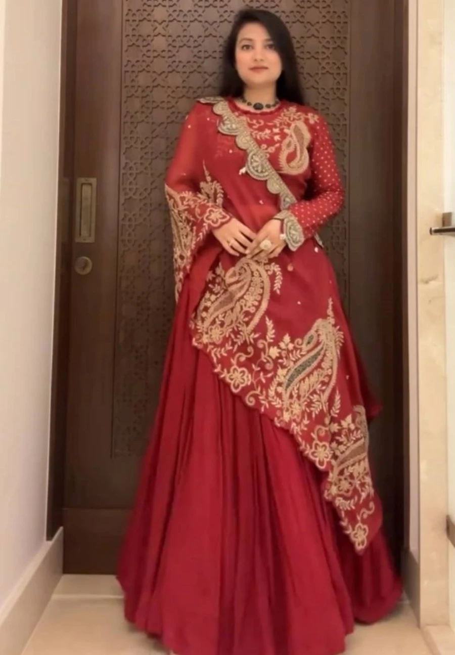 MODERN GEORGETTE DIGITAL PRINTED WITH CODING SEQUENCE EMBROIDERY WORK LEHENGA CHOLI WITH SHRUG PARTY WEAR WHOLESALE PRICE ETHNIC GARMENT (2)