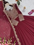 MODERN GEORGETTE EMBROIDERY & SEQUENCE WORK GOWN PALAZZO WITH DUPATTA WEDDING WEAR WHOLESALE PRICE ETHNIC GARMENT (3)