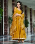MODERN GEORGETTE GOTA PATTI WORK GOWN WITH DUPATTA PARTY WEAR WHOLESALE PRICE ETHNIC GARMENT (1)