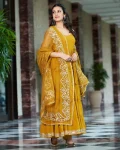 MODERN GEORGETTE GOTA PATTI WORK GOWN WITH DUPATTA PARTY WEAR WHOLESALE PRICE ETHNIC GARMENT (1)