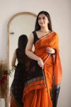 MODERN LINEN WEAVING WORK SAREE WITH UNSTITCHED BLOUSE FESTIVE WEAR WHOLESALE PRICE ETHNIC GARMENT (6)