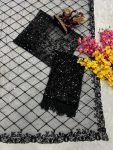 MODERN NET SEQUENCE EMBROIDERY WORK WITH CUT BORDER WORK SAREE WITH UNSTITCHED BLOUSE PARTY WEAR WHOLESALE PRICE ETHNIC GARMENT (6)