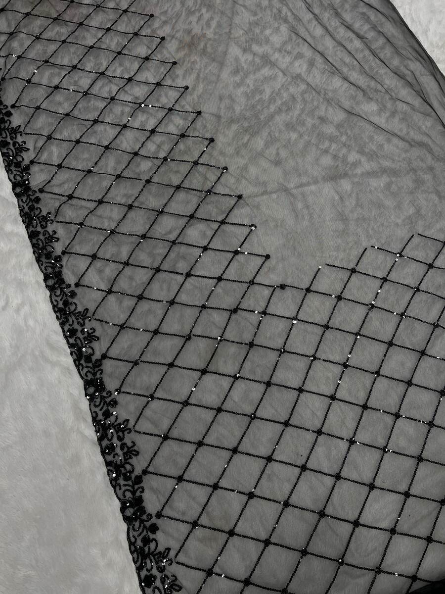 MODERN NET SEQUENCE EMBROIDERY WORK WITH CUT BORDER WORK SAREE WITH UNSTITCHED BLOUSE PARTY WEAR WHOLESALE PRICE ETHNIC GARMENT (14)