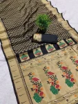 MODERN PAITHANI SILK ZARI WEAVING WORK SAREE WITH UNSTITCHED BLOUSE BLACK