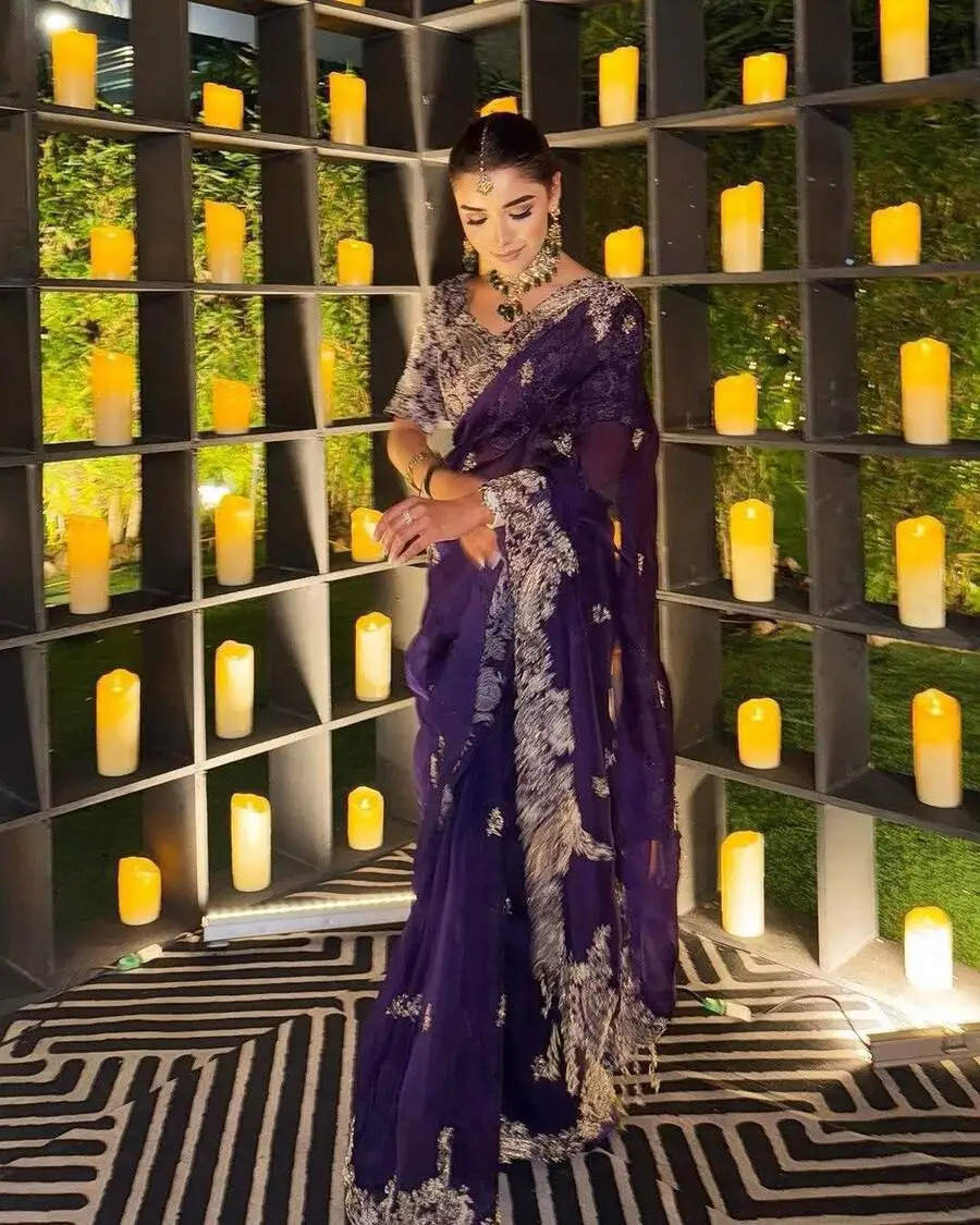 MODERN RANGOLI SILK EMBROIDERY SEQUENCE AND CODING WORK WITH CUT BORDER WORK SAREE WITH STITCHED BLOUSE WEDDING WEAR WHOLESALE PRICE ETHNIC GARMENT (3)