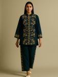 MODERN RAYON EMBROIDERY WORK CO-ORD SET BLACK