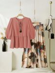 MODERN RAYON TOP WITH LYCRA DIGITAL PRINTED PALAZZO PEACH