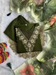 MODERN ROMAN SILK EMBROIDERY WITH SEQUENCE WORK TOP BOTTOM WITH DUPATTA MEHNDI