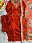 MODERN ROMAN SILK EMBROIDERY WITH SEQUENCE WORK TOP BOTTOM WITH DUPATTA FESTIVE WEAR WHOLESALE PRICE ETHNIC GARMENT (3)