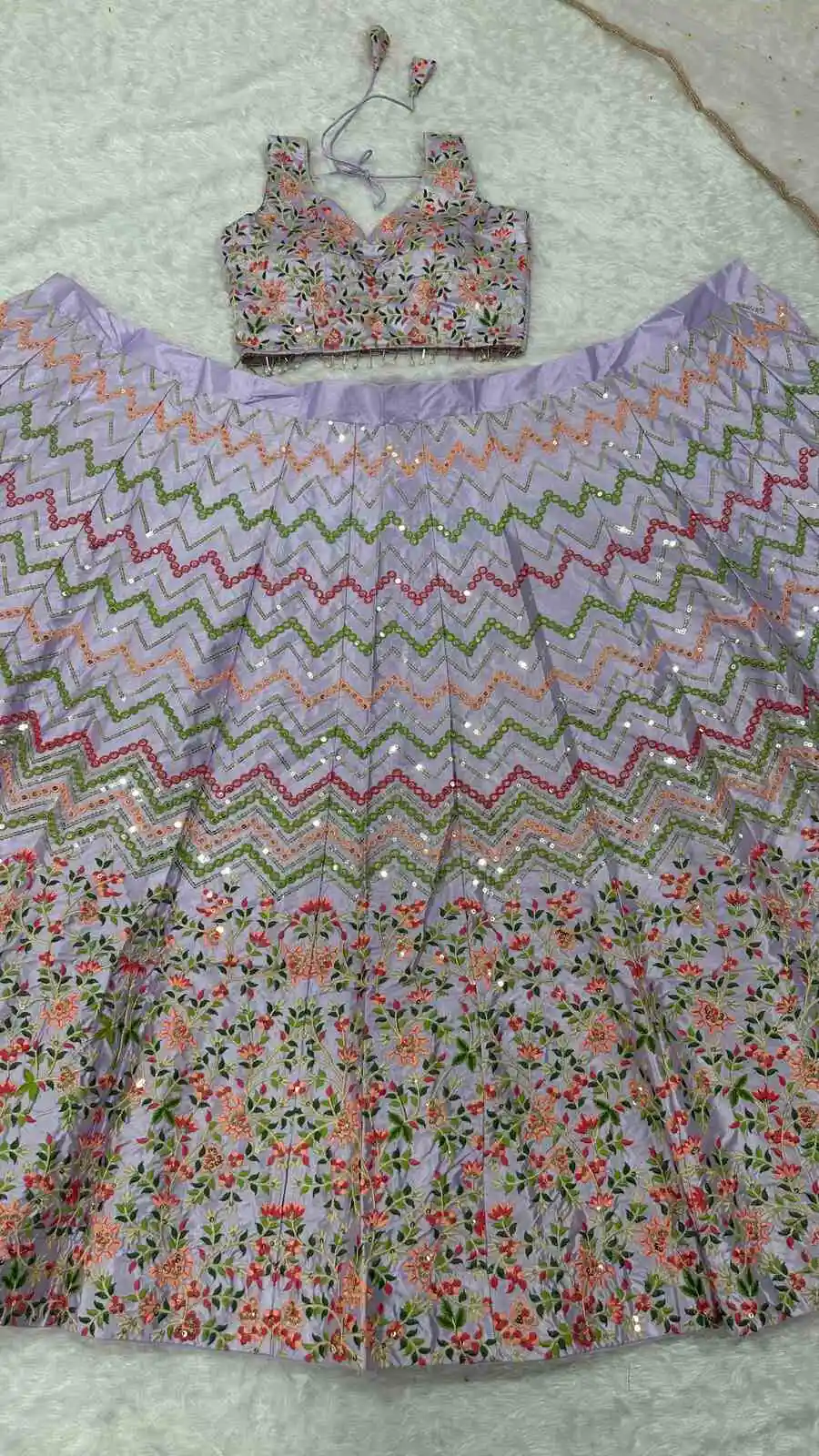 MODERN SATIN SILK SEQUENCE & THREAD WORK LEHENGA CHOLI WITH DUPATTA WEDDING WEAR WHOLESALE PRICE ETHNIC GARMENT (13)